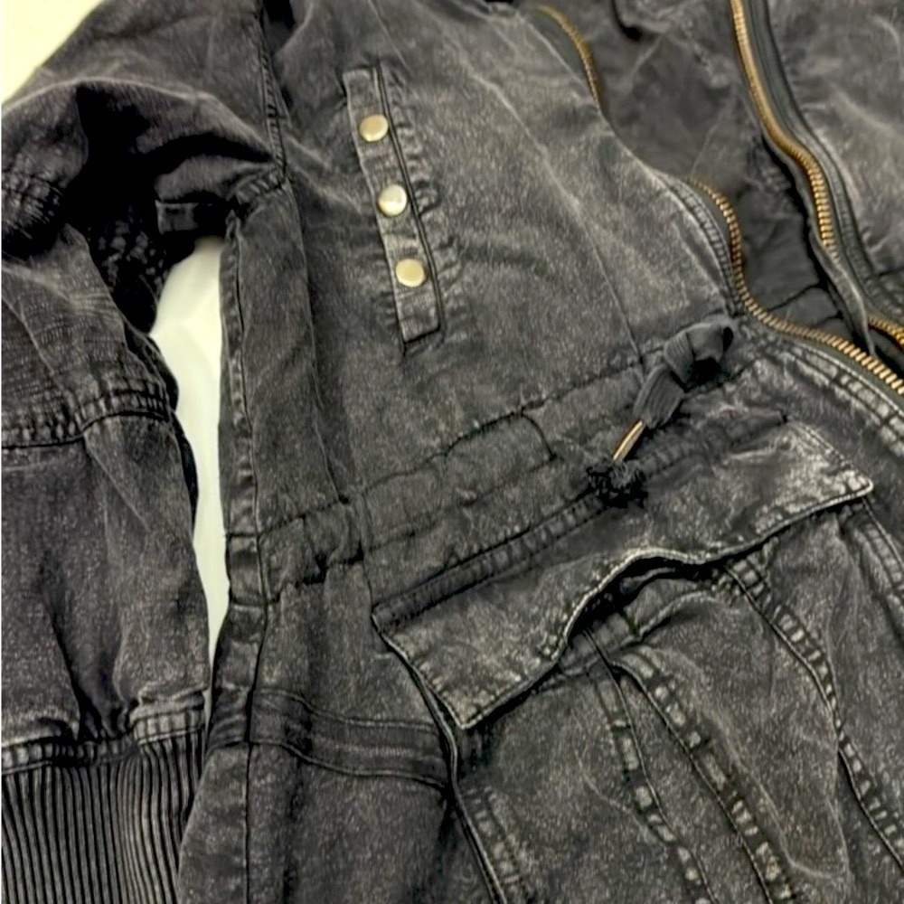 FP Movement by Free People Dark Gray Hooded Jean Jacket - Picture 12 of 15